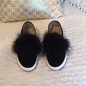 Steve Madden Black Faux fur sneakers (size 9)